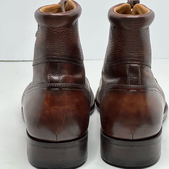 ?MAGNINNI 22490 COGNAC PEBBLEDGRAIN CALF SKIN DERBY LEATHER CAP TOE BOOT 11 1/2 main image 9
